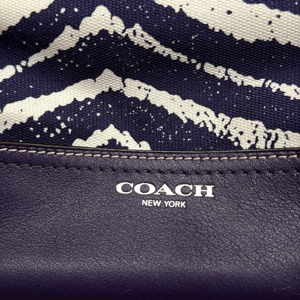 Coach Legacy Zebra Print Leather Trim Duffel Shoulder Bag in SV/Marine - Picture 8 of 16